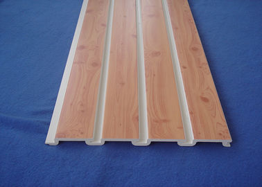 Harga yang bagus Plastik Panel Dinding Taupe Slat / WPC Slatted Wall Panel Untuk Rak on line