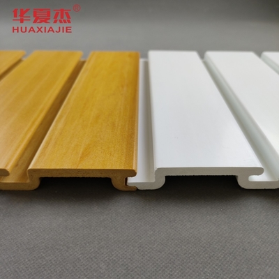 Panel Slatwall PVC Laminated / Wood Grain Tahan Api Multi Warna