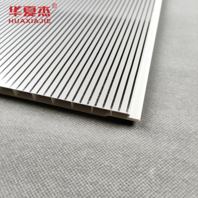 Hot Stamping Foil High Gloss PVC Wall Panel Silver Strip Ceiling Panel Desain Modern Indoor