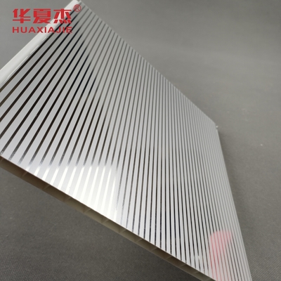 Hot Stamping Foil High Gloss PVC Wall Panel Silver Strip Ceiling Panel Desain Modern Indoor
