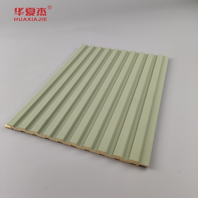Grosir panel dinding wpc berlapis hijau dan putih panel pvc dan papan wpc dekorasi interior