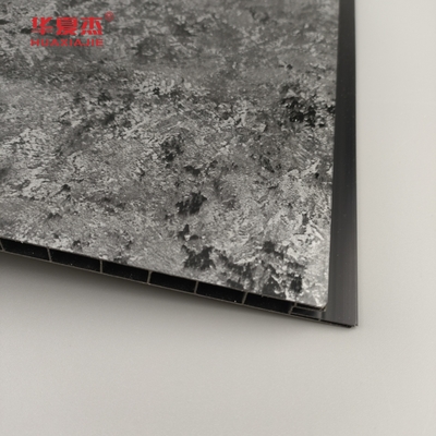 Panel Hitam Berkilau Tinggi Dengan Pola Sliver Halo Panel Pvc Dinding Desain Mewah Panel Pvc Untuk Dekorasi Rumah