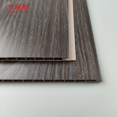 Grosir Dark Wood Grain Pvc Wall Panel Kelembaban Proof Pvc Ceiling Panel Dekorasi Kantor