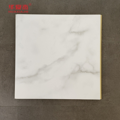 Panel dinding Wpc Marmer Putih berkualitas tinggi 600x9mm Laminated Wpc Board Waterproof Mudah dibersihkan