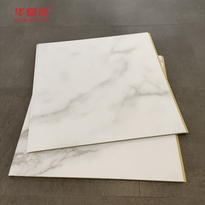 Panel dinding Wpc Marmer Putih berkualitas tinggi 600x9mm Laminated Wpc Board Waterproof Mudah dibersihkan
