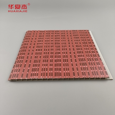 Desain modern panel dinding pvc laminasi wpc panel pvc warna abu-abu dan merah untuk dekorasi hotel