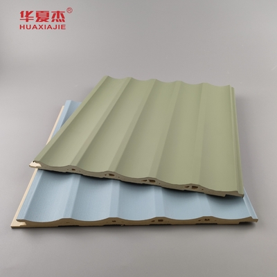 Panel dinding Wpc berlapis Panel PVC berwarna hijau biru Dekorasi bangunan