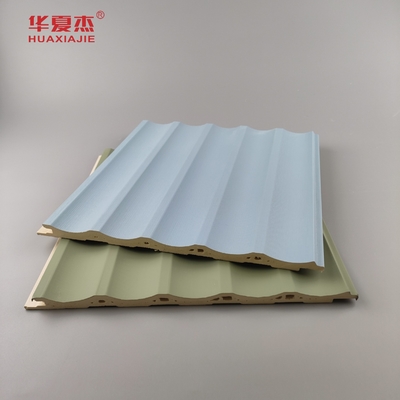 Panel dinding Wpc berlapis Panel PVC berwarna hijau biru Dekorasi bangunan