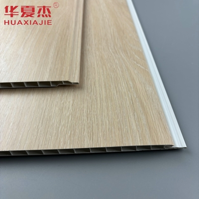 Desain modern kayu ek warna panel dinding pvc berbentuk U panel interior pvc bahan bangunan tahan kelembaban