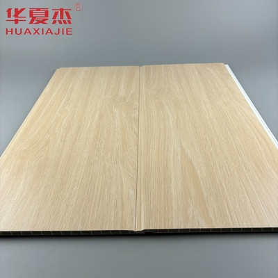 Desain modern kayu ek warna panel dinding pvc berbentuk U panel interior pvc bahan bangunan tahan kelembaban