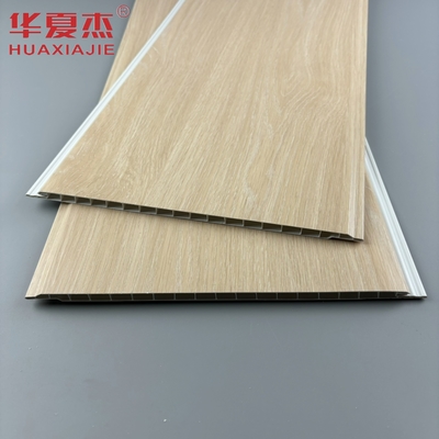 Desain modern kayu ek warna panel dinding pvc berbentuk U panel interior pvc bahan bangunan tahan kelembaban
