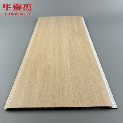 Desain modern kayu ek warna panel dinding pvc berbentuk U panel interior pvc bahan bangunan tahan kelembaban