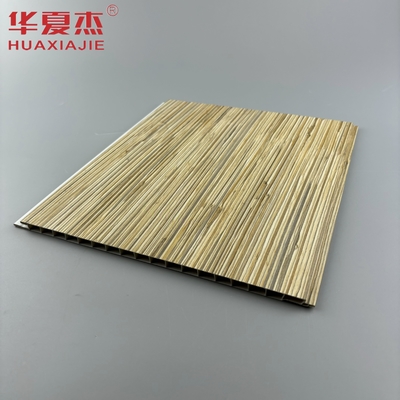 Desain Modern Kayu Biji Pvc Panel Dinding Laminasi Permukaan Panel Langit-langit Dekorasi Untuk Rumah Interior Dan Eksterior