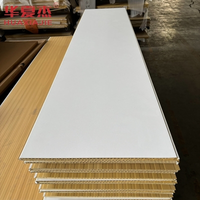 Panel dinding wpc putih berkualitas tinggi 600x9mm papan wpc berlapis bahan dekorasi tahan air