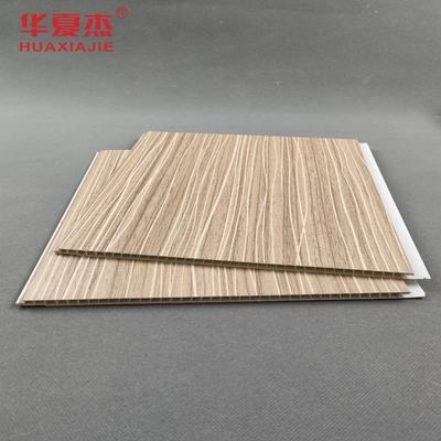 Panel dinding Pvc berlapis desain modern 250x5mm Panel butiran kayu Pvc untuk dekorasi ruang tamu